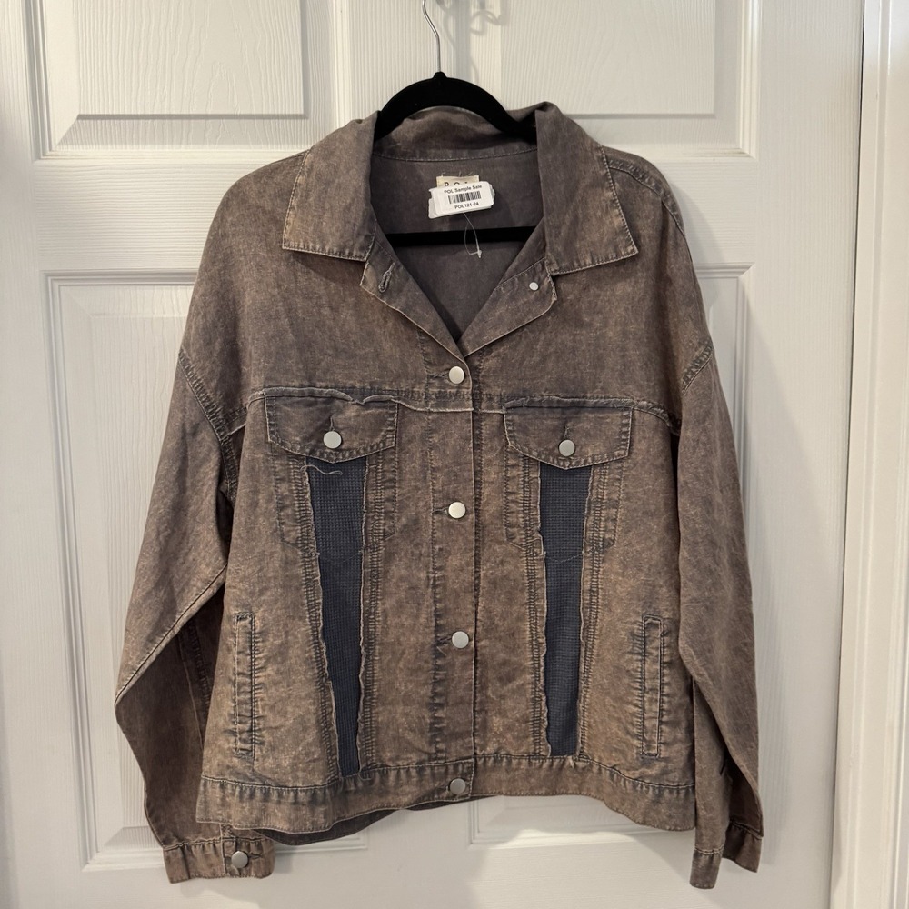 POL Sample Embroidery Patchwork Distressed Brown … - image 2